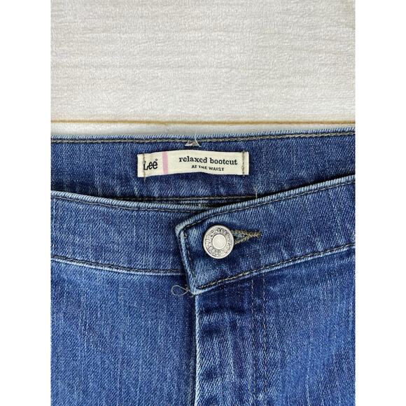 Lee Jeans Womens Size 16 Long Relaxed Bootcut High Rise Stretch Denim Distressed - Picture 5 of 11